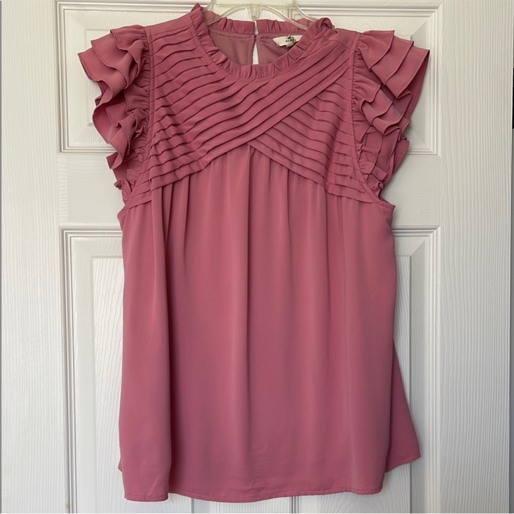 Entro Pink Ruffle Sleeve Blouse - Picture 11 of 11